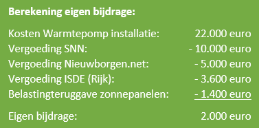 Berekening eigen bijdrage
